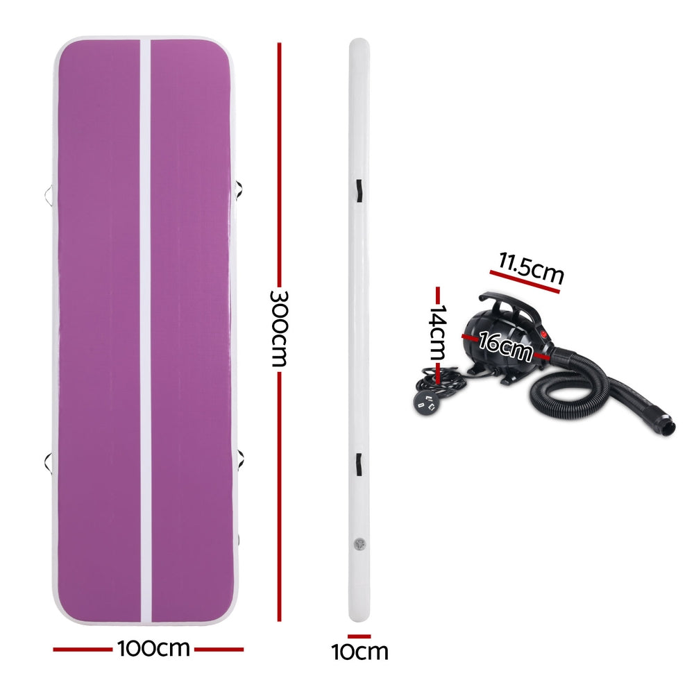 Everfit 3M Inflatable Air Track Gymnastics Yoga Mat Purple