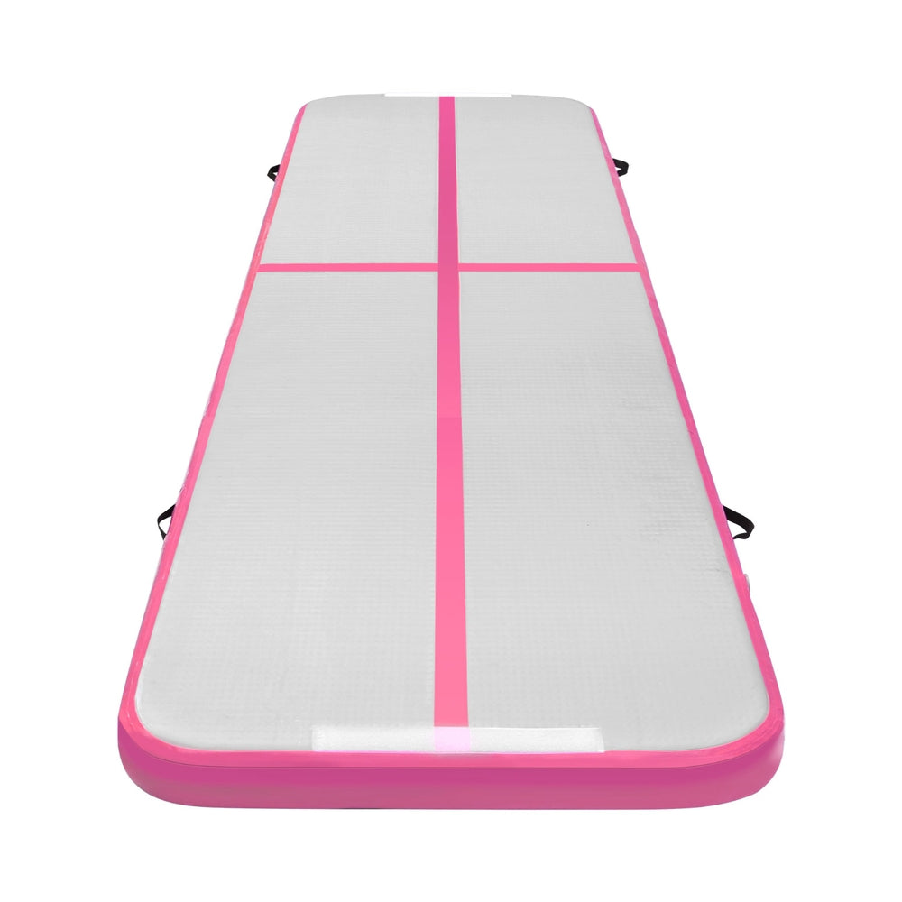 Everfit 4m Inflatable Air Track Tumbling Mat Pink/Grey with Pump
