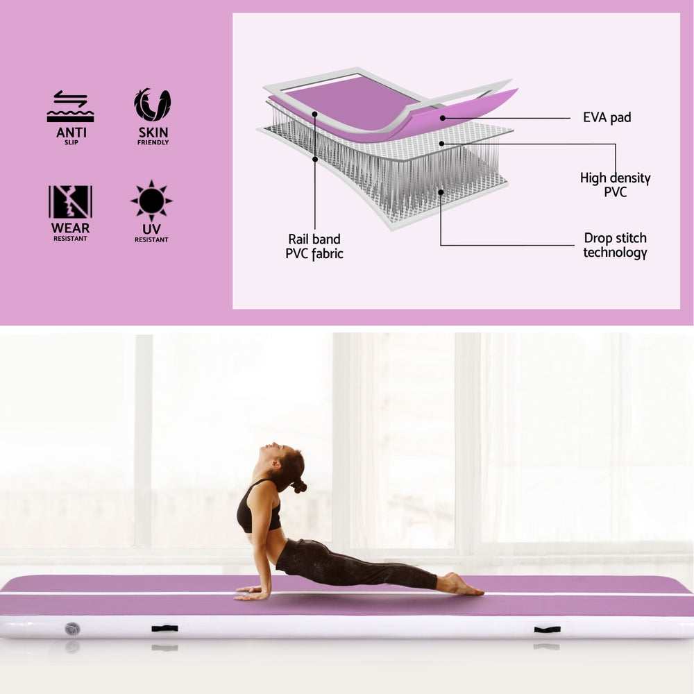 Everfit 4M Inflatable Air Track Gymnastics Mat Purple