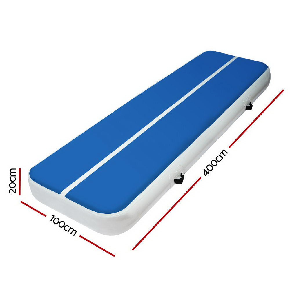 Everfit 4m Gymnastic Air Track Mat 20cm Blue White