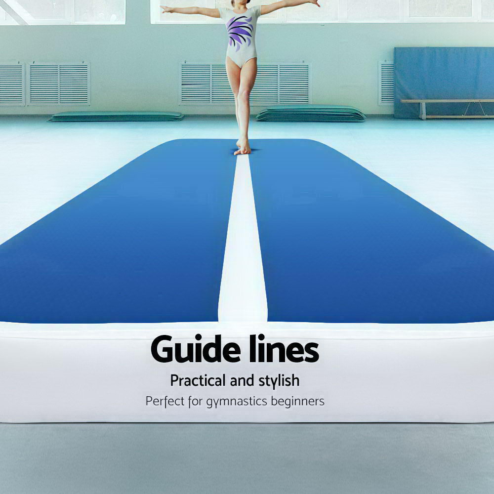 Everfit 4m Gymnastics Air Track Mat 20cm Inflatable Blue with Pump