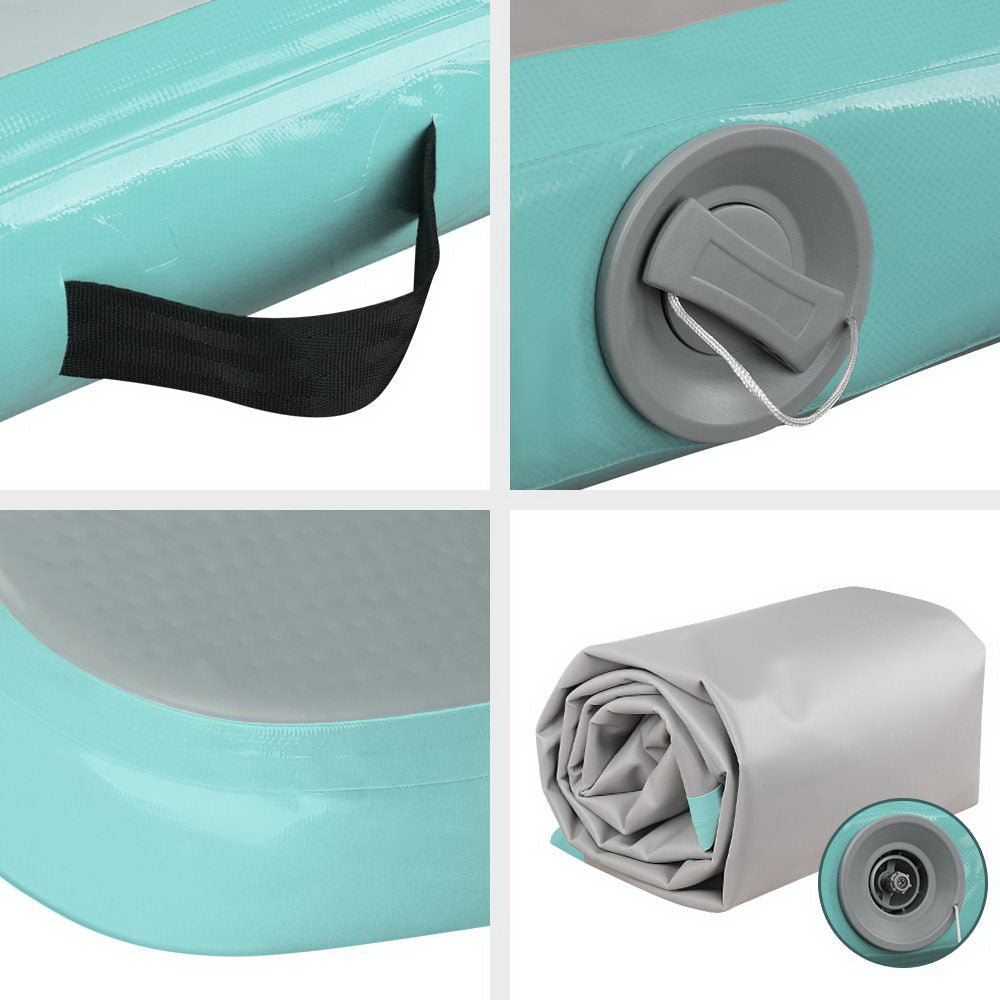 GoFun 5x1m Inflatable Air Track Mat Gymnastics Tumbling Mint/Grey