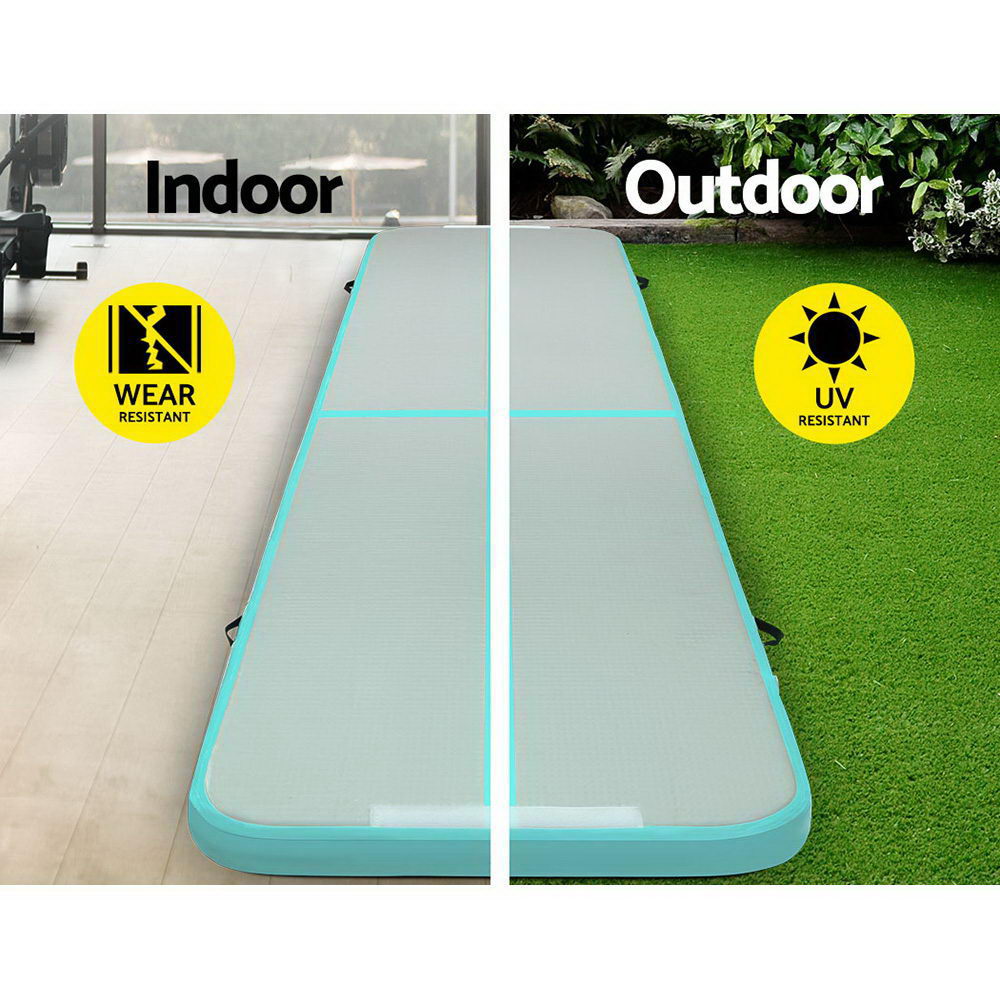 GoFun 5x1m Inflatable Air Track Mat Gymnastics Tumbling Mint/Grey