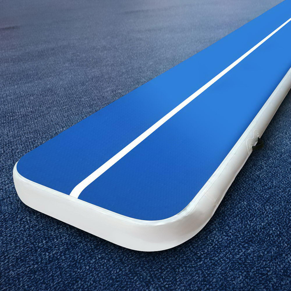 Everfit 6m Gymnastic Inflatable Air Track Mat 20cm Blue White