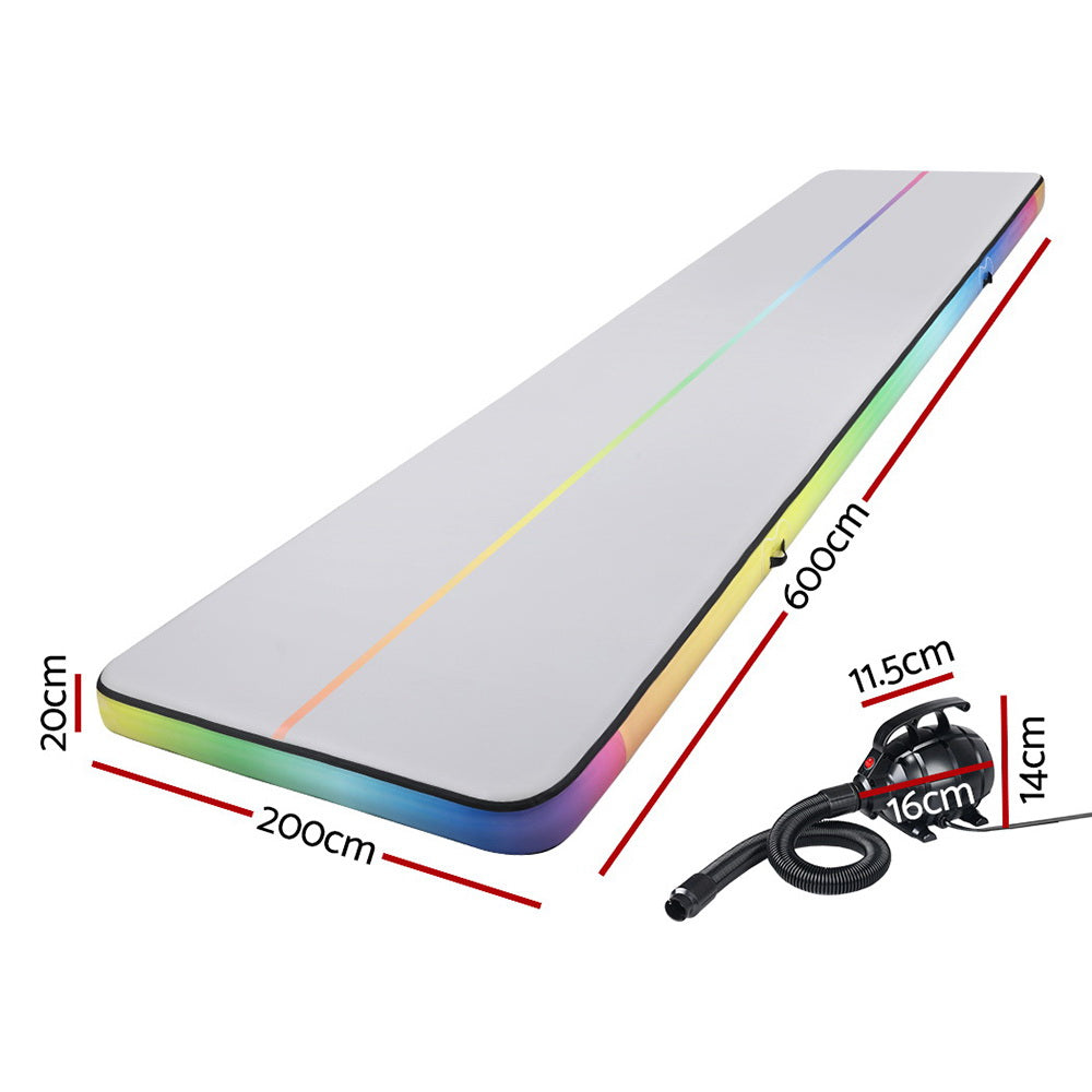 Everfit 6M Inflatable Gymnastics Air Track Mat with Pump Colourful