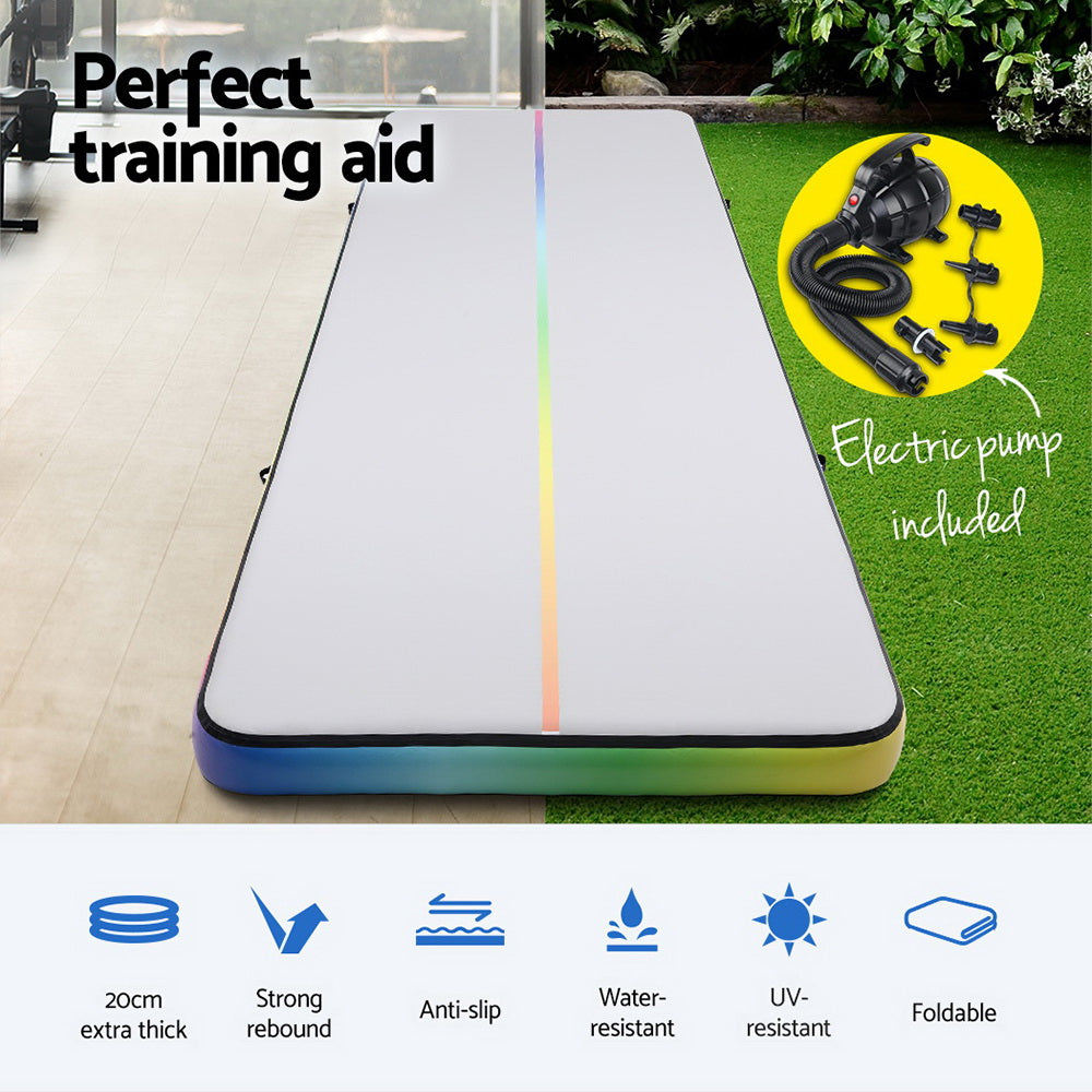 Everfit 6M Inflatable Gymnastics Air Track Mat with Pump Colourful