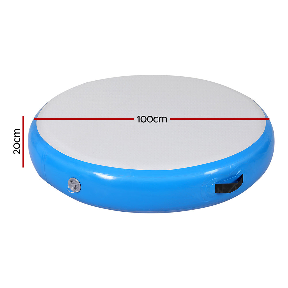 Everfit 1m Round Inflatable Gymnastics Tumbling Mat Blue