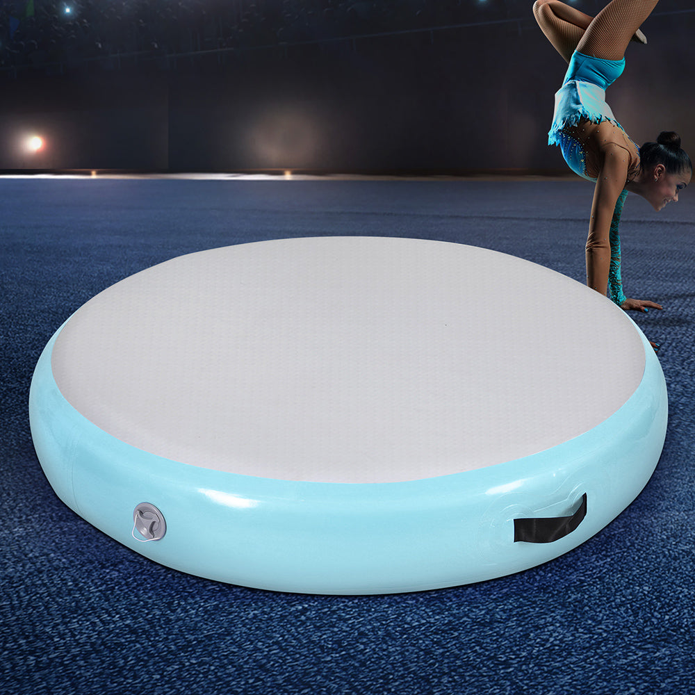 Everfit 1m Round Air Track Inflatable Gymnastics Mat Green
