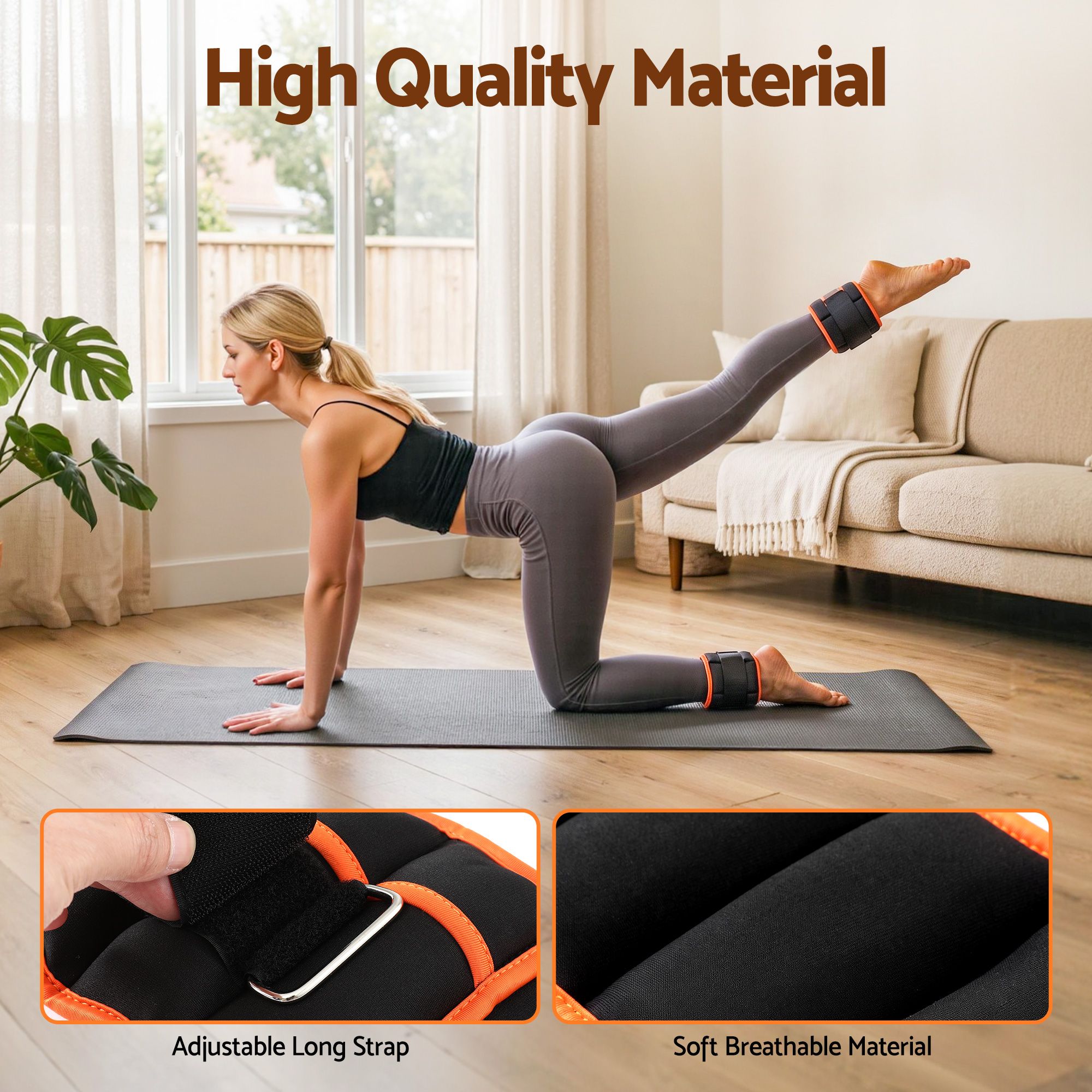 Everfit Adjustable Ankle Weights, 1 Pair 0.9-4.55Kg Removable Sandbags for Women & Men, Wrist Weights & Leg Weights for Home Gym, Pilates, Walking, Strength Training