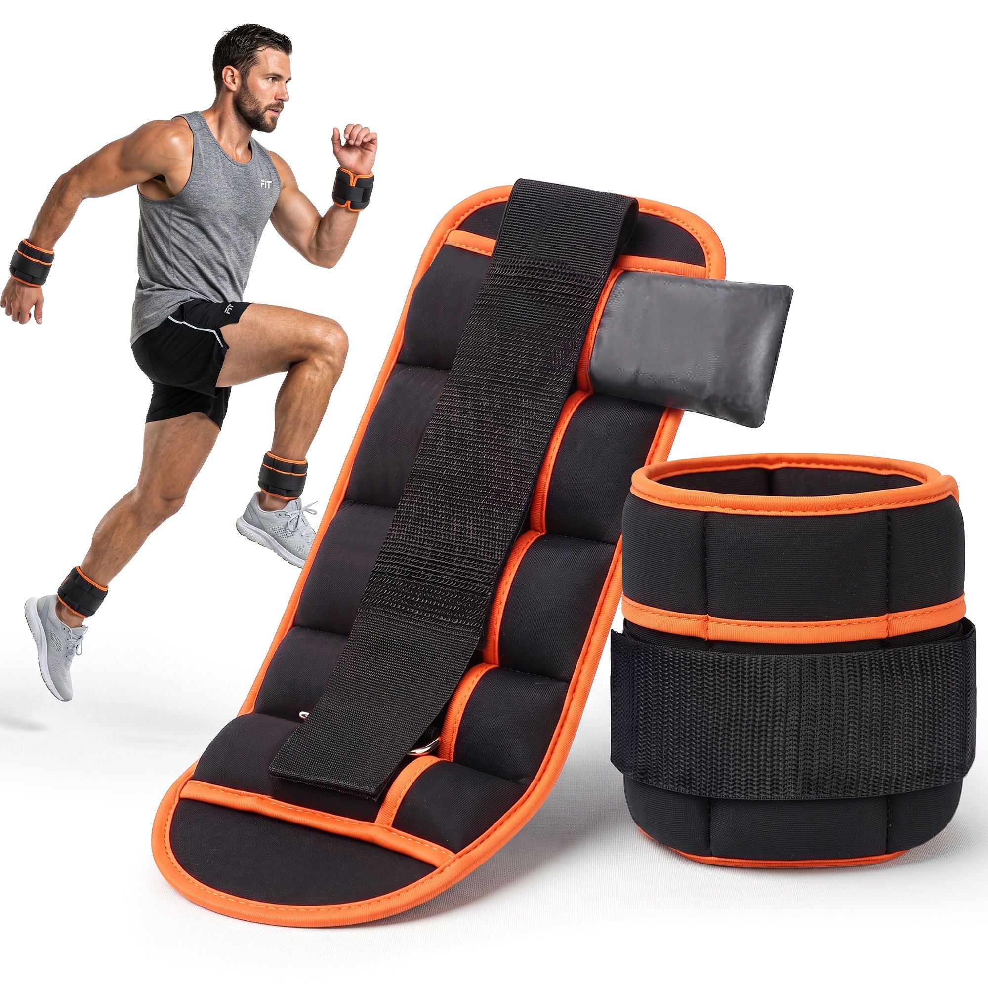 Everfit Adjustable Ankle Weights, 1 Pair 0.9-4.55Kg Removable Sandbags for Women & Men, Wrist Weights & Leg Weights for Home Gym, Pilates, Walking, Strength Training