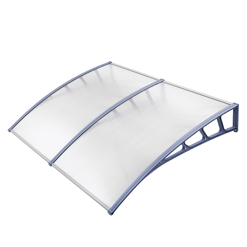 Instahut 1.5x2m Transparent Door Window Awning Canopy Grey Frame