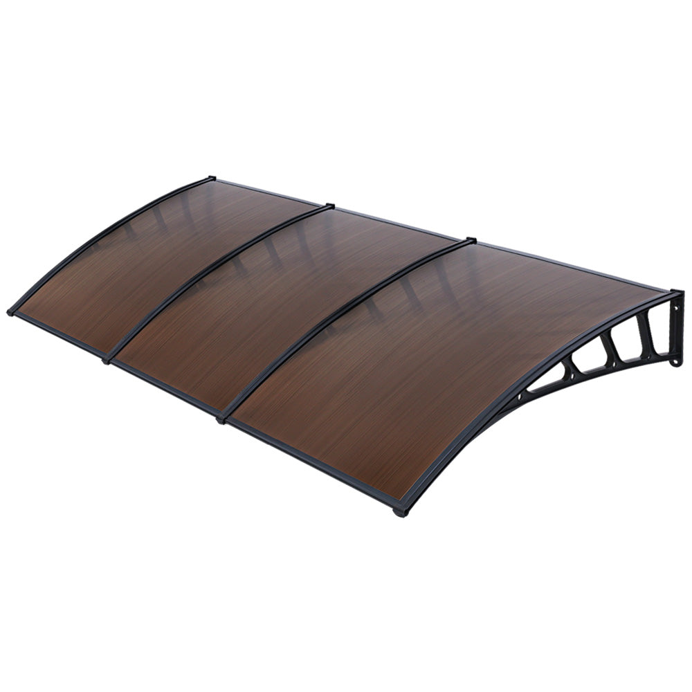 Instahut 1.5x3m Window Door Awning Canopy Brown Black Frame