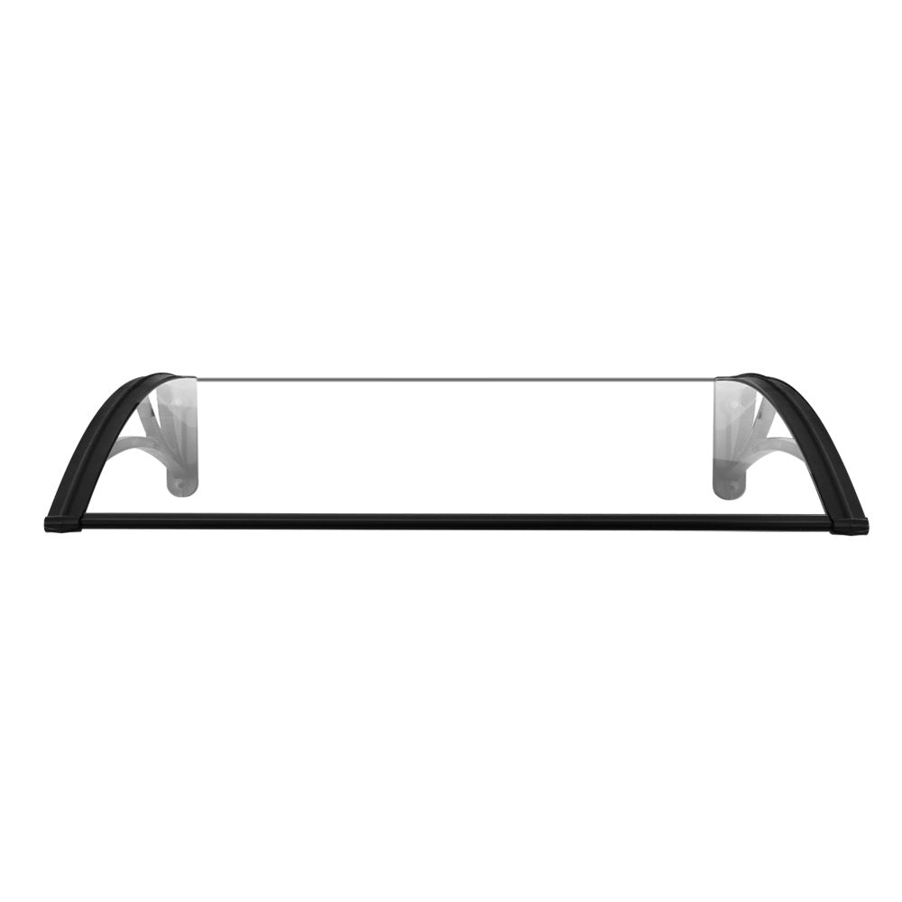 Instahut 1x3m Transparent Polycarbonate Window Door Awning Black Brackets
