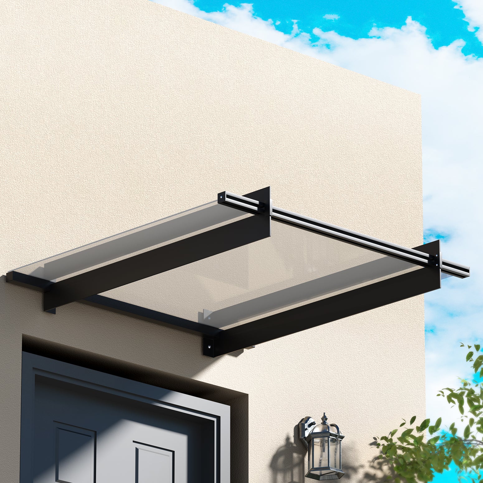 Instahut 1x1m Transparent Awning Canopy Metal Frame