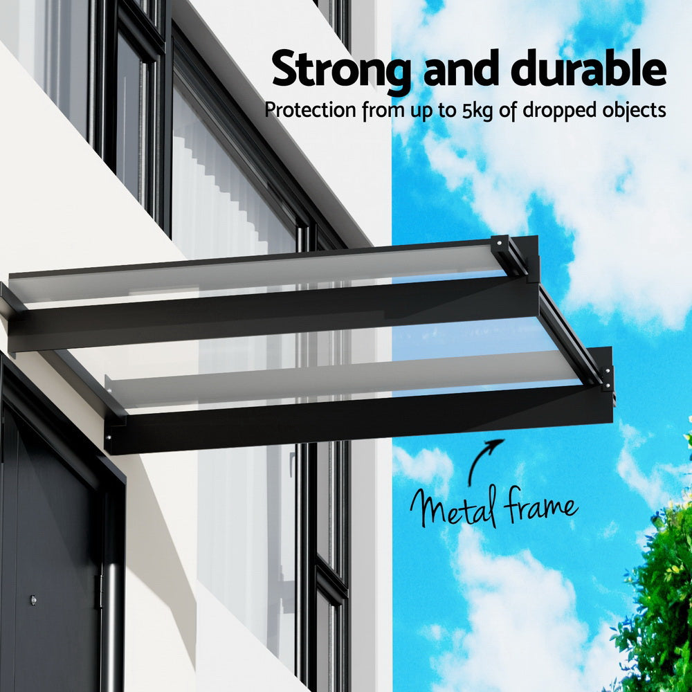 Instahut 1x1m Transparent Awning Canopy Metal Frame