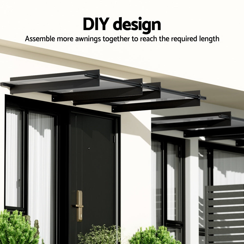 Instahut 1x1m Transparent Awning Canopy Metal Frame