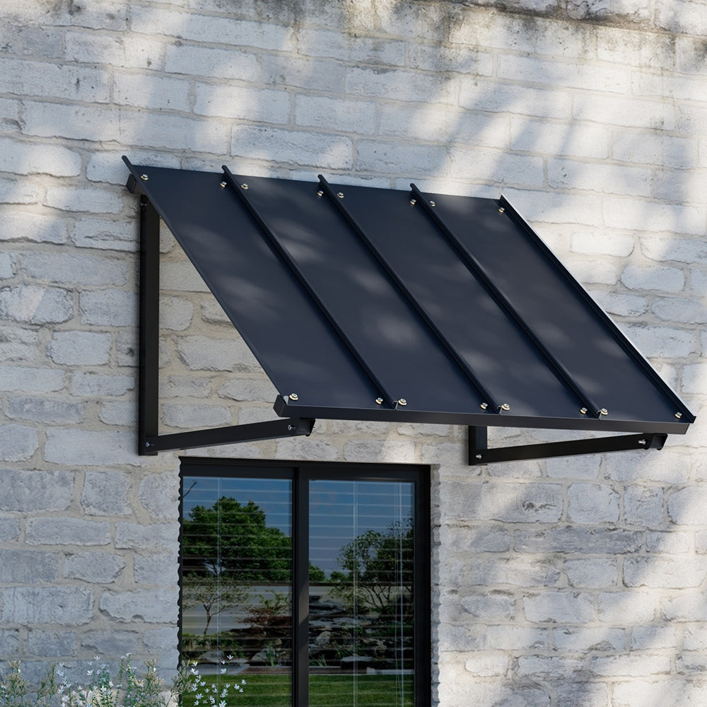 Instahut 1m x 1.2m Black Metal Frame Window Door Awning Canopy