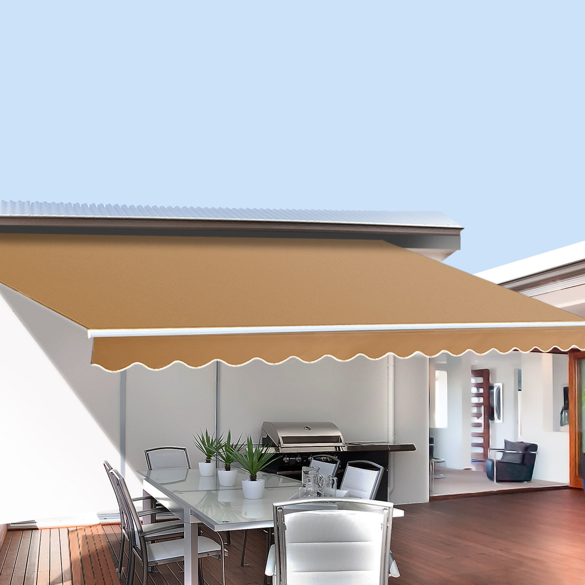 Instahut Retractable Folding Arm Awning 2.5m x 2m Beige