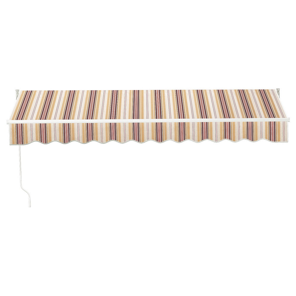 Instahut 3x2.5m Retractable Folding Arm Awning Manual Sunshade Beige Brown