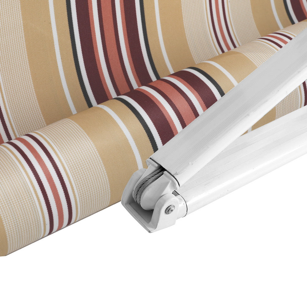 Instahut 3x2.5m Retractable Folding Arm Awning Manual Sunshade Beige Brown