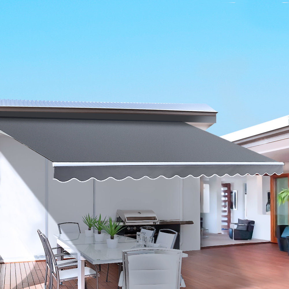 Instahut Retractable Folding Arm Awning 3m x 2.5m Grey
