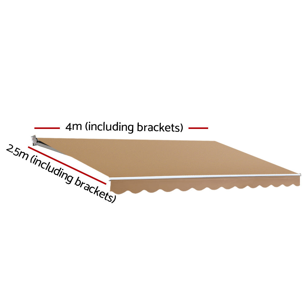 Instahut 4x2.5m Retractable Folding Arm Awning Manual Sunshade Beige