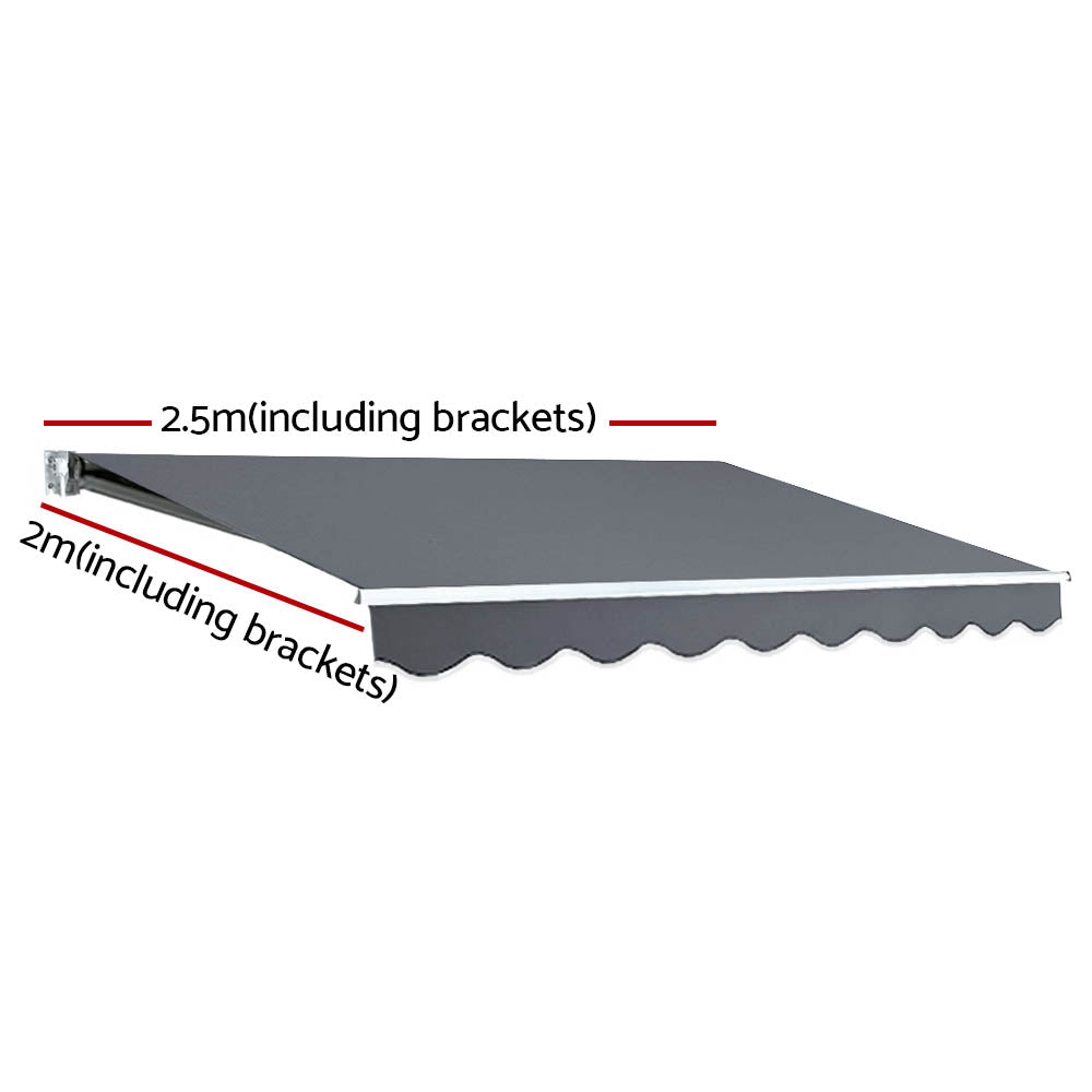 Instahut 2.5x2m Motorised Retractable Awning Grey