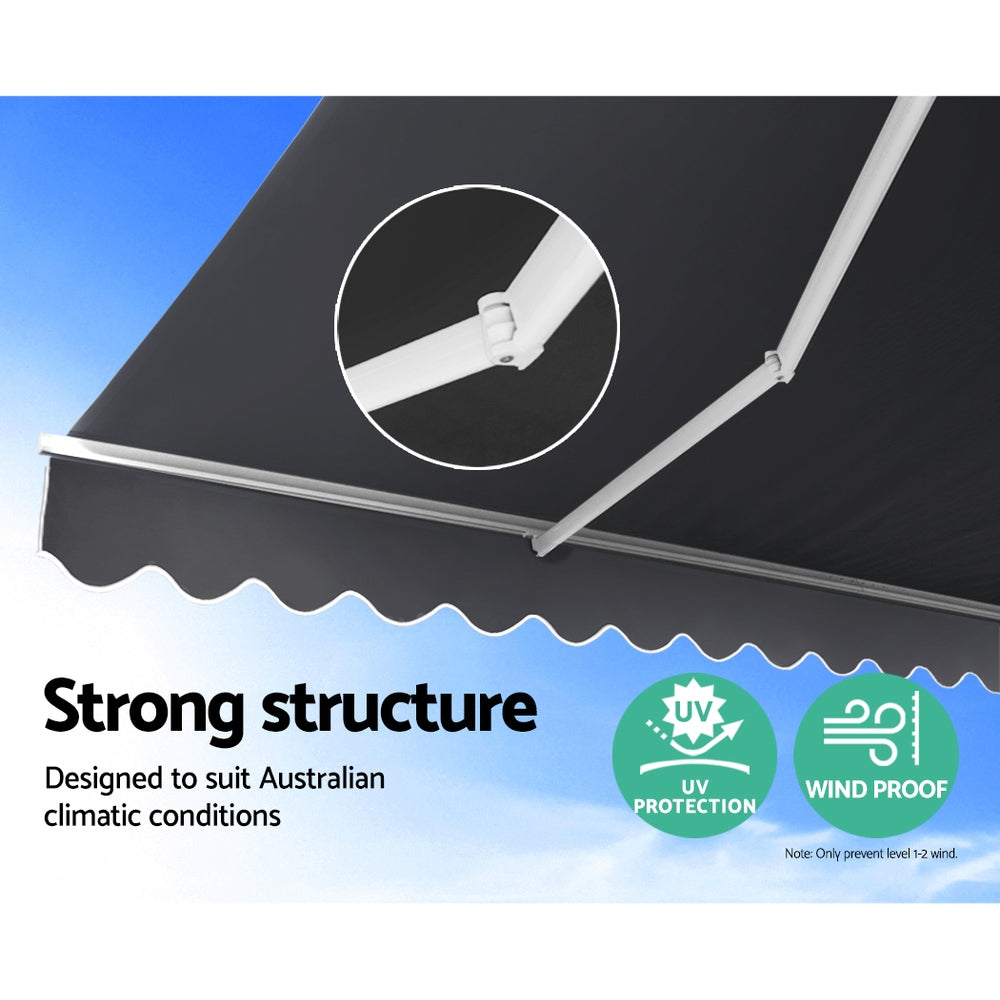 Instahut 2.5x2m Motorised Retractable Awning Grey