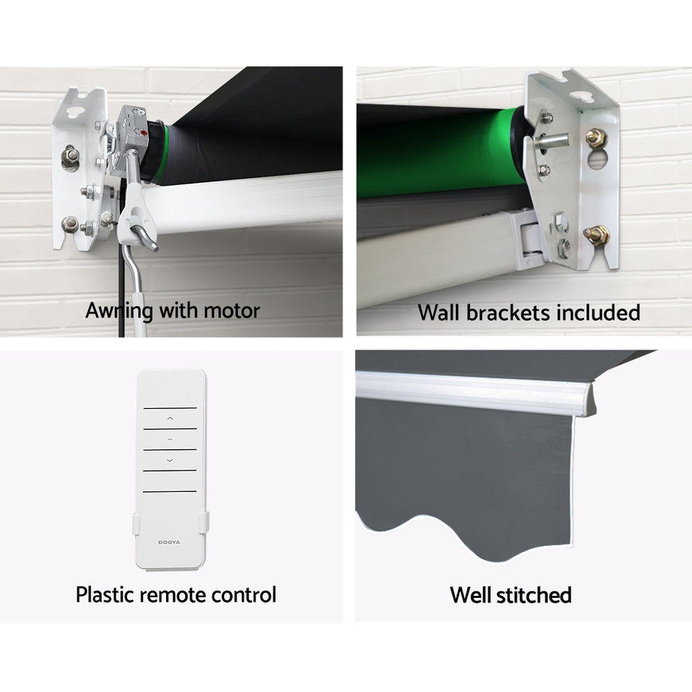 Instahut 2.5x2m Motorised Retractable Awning Grey