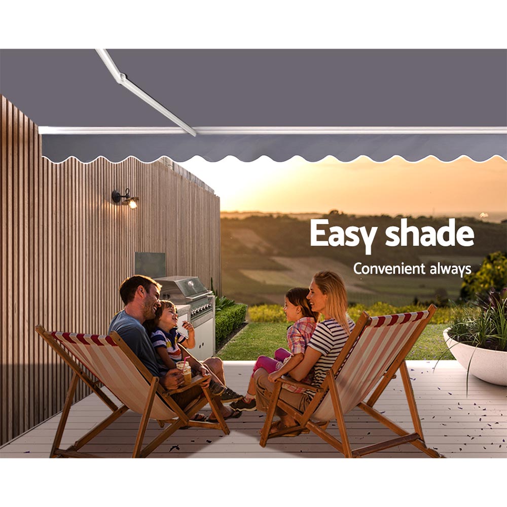 Instahut 2.5x2m Motorised Retractable Awning Grey