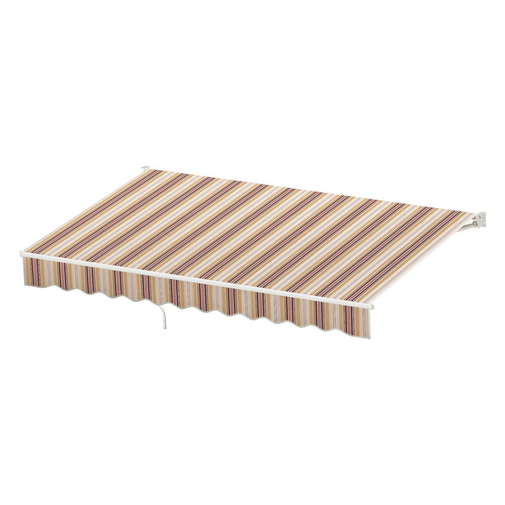 Instahut 3x2.5m Motorised Folding Arm Awning Beige Brown