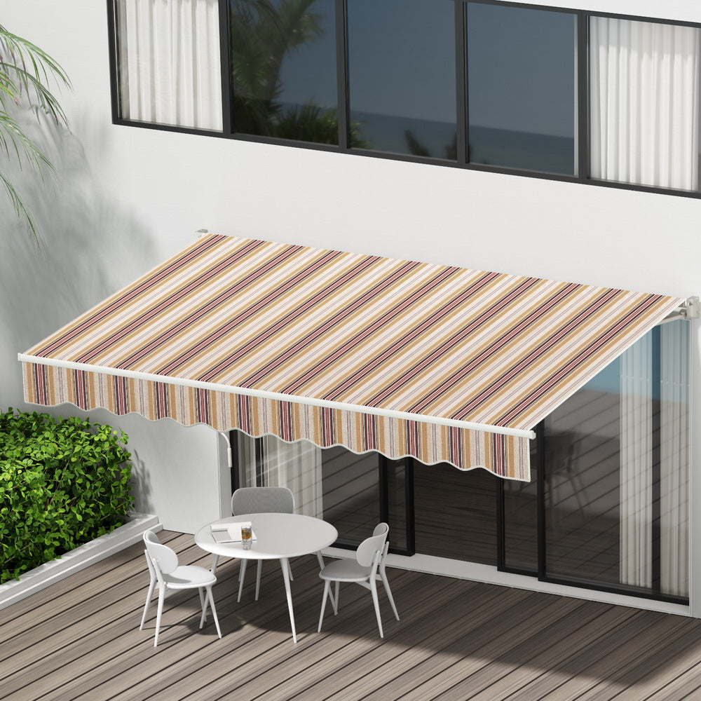 Instahut 3x2.5m Motorised Folding Arm Awning Beige Brown