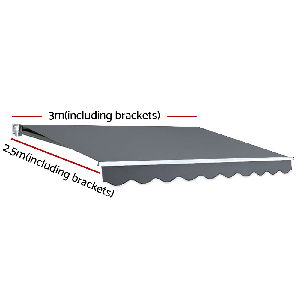 Instahut 3x2.5m Motorised Retractable Awning Grey