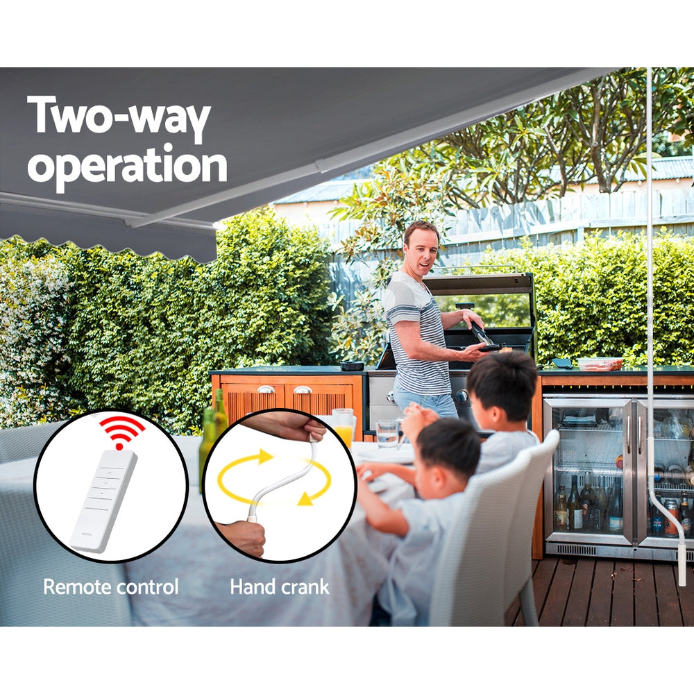 Instahut 3x2.5m Motorised Folding Arm Awning Pearl Grey