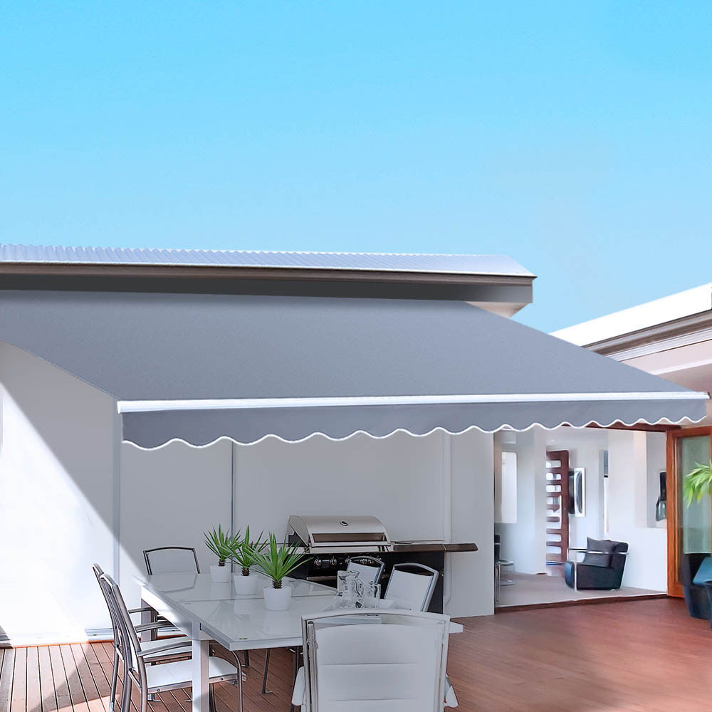 Instahut 3x2.5m Motorised Folding Arm Awning Pearl Grey