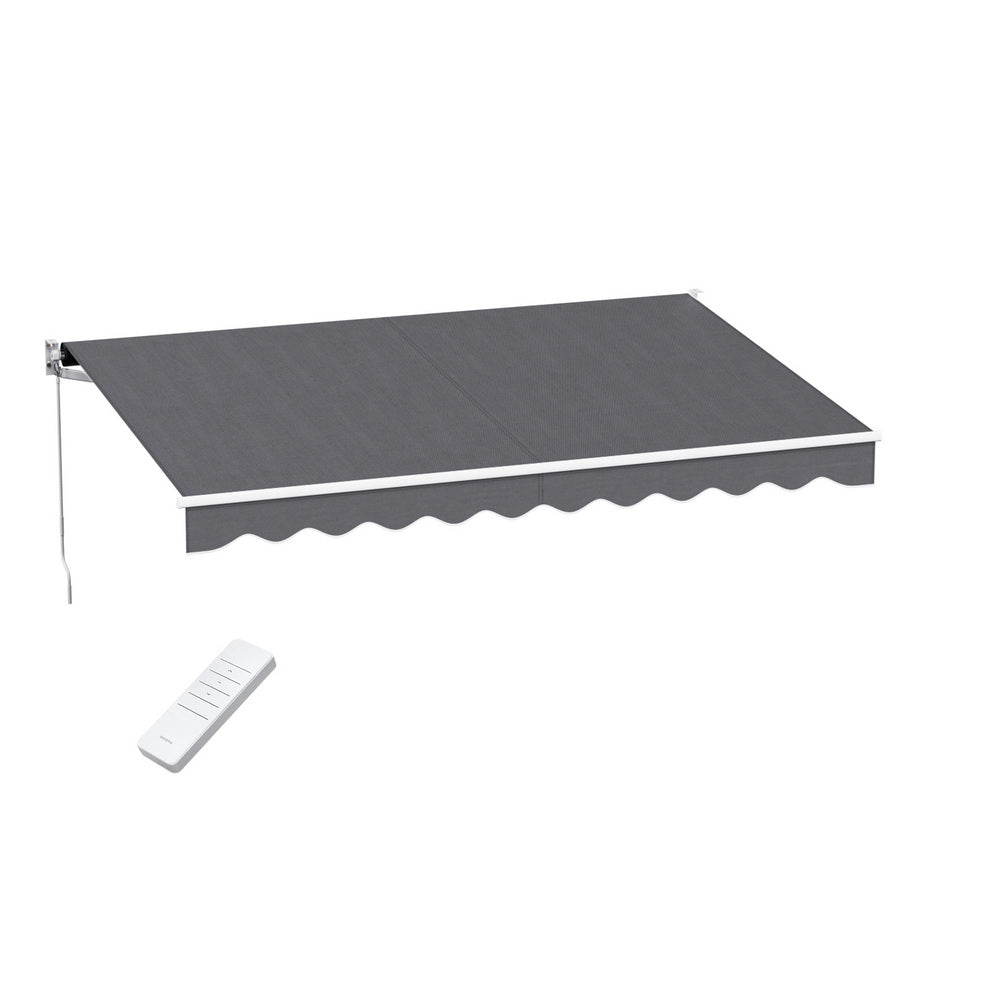 Instahut Motorised Retractable Folding Arm Awning 3.5m x 2.5m Grey