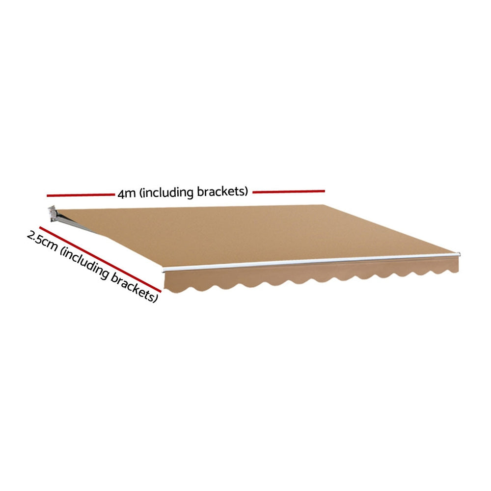 Instahut 4x2.5m Motorised Folding Arm Awning Beige