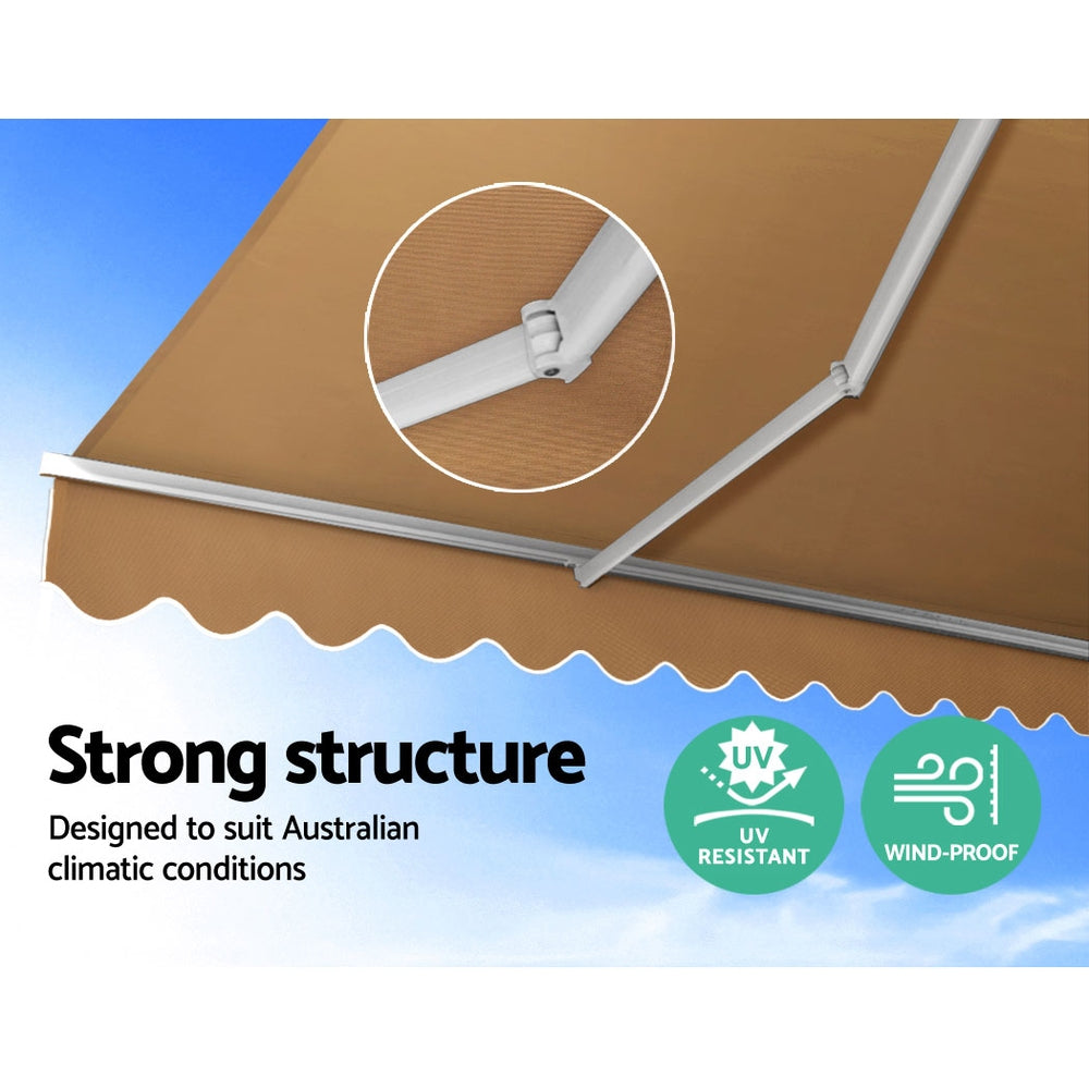Instahut 4x2.5m Motorised Folding Arm Awning Beige