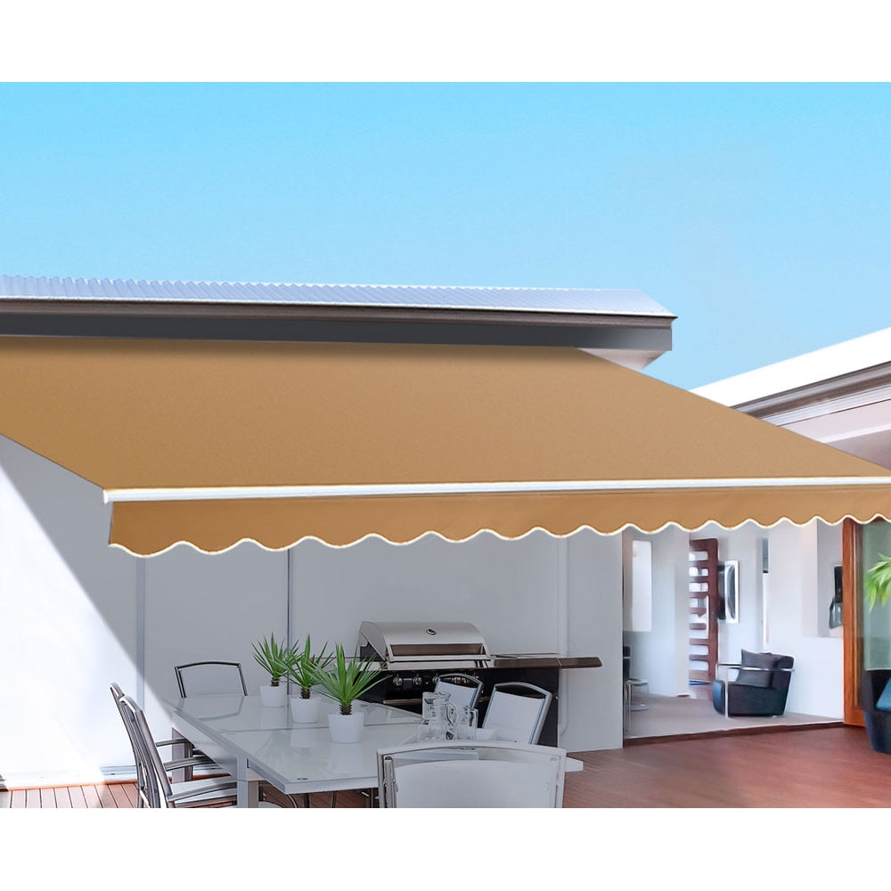 Instahut Retractable Folding Arm Awning 4M x 2.5M Beige