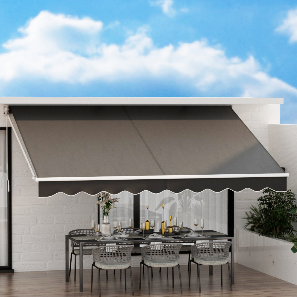 Instahut Motorised Retractable Folding Arm Awning 4m x 2.5m Grey
