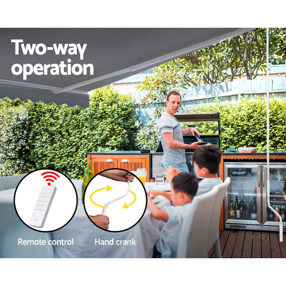 Instahut 4x2.5m Motorised Retractable Awning Pearl Grey