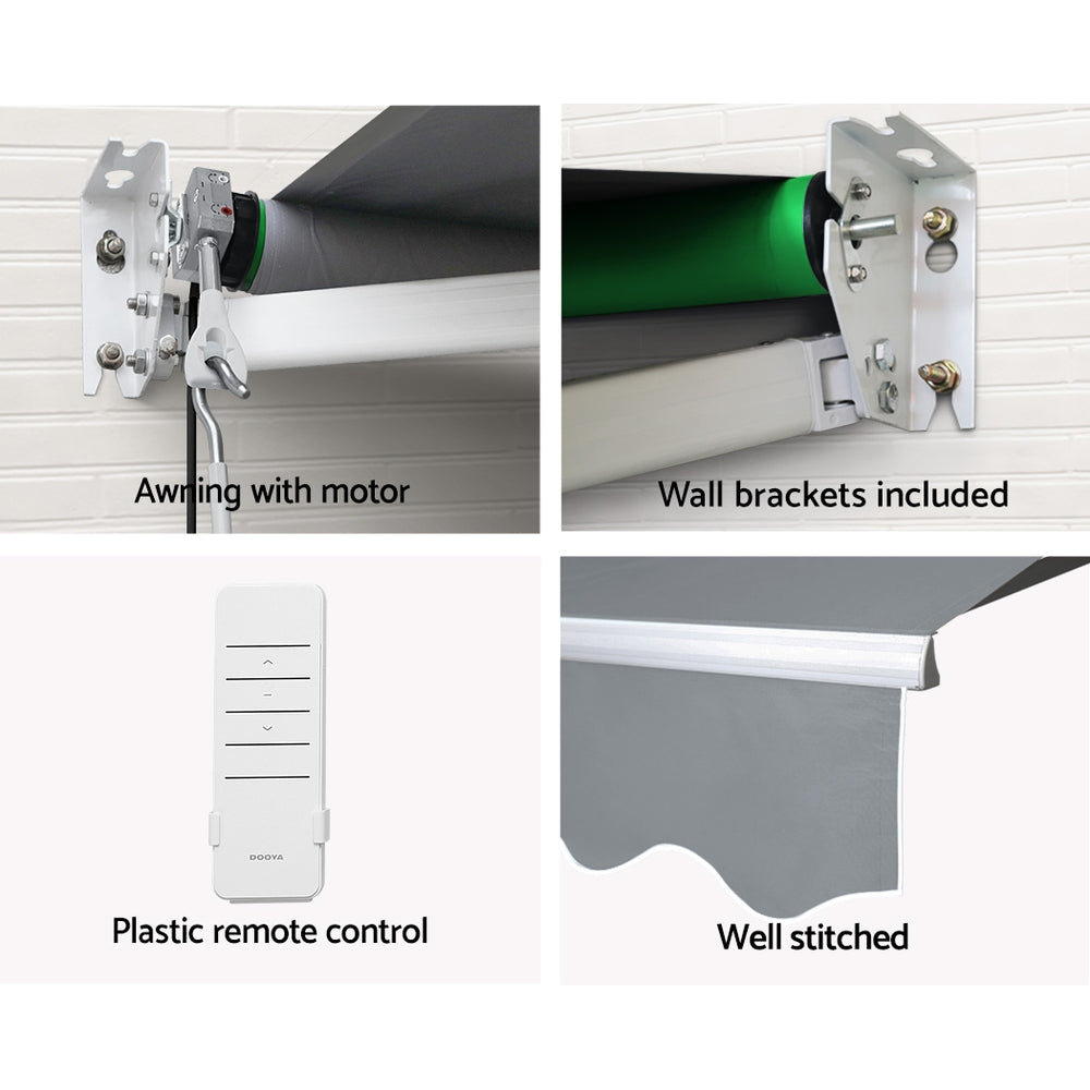 Instahut 4x2.5m Motorised Retractable Awning Pearl Grey