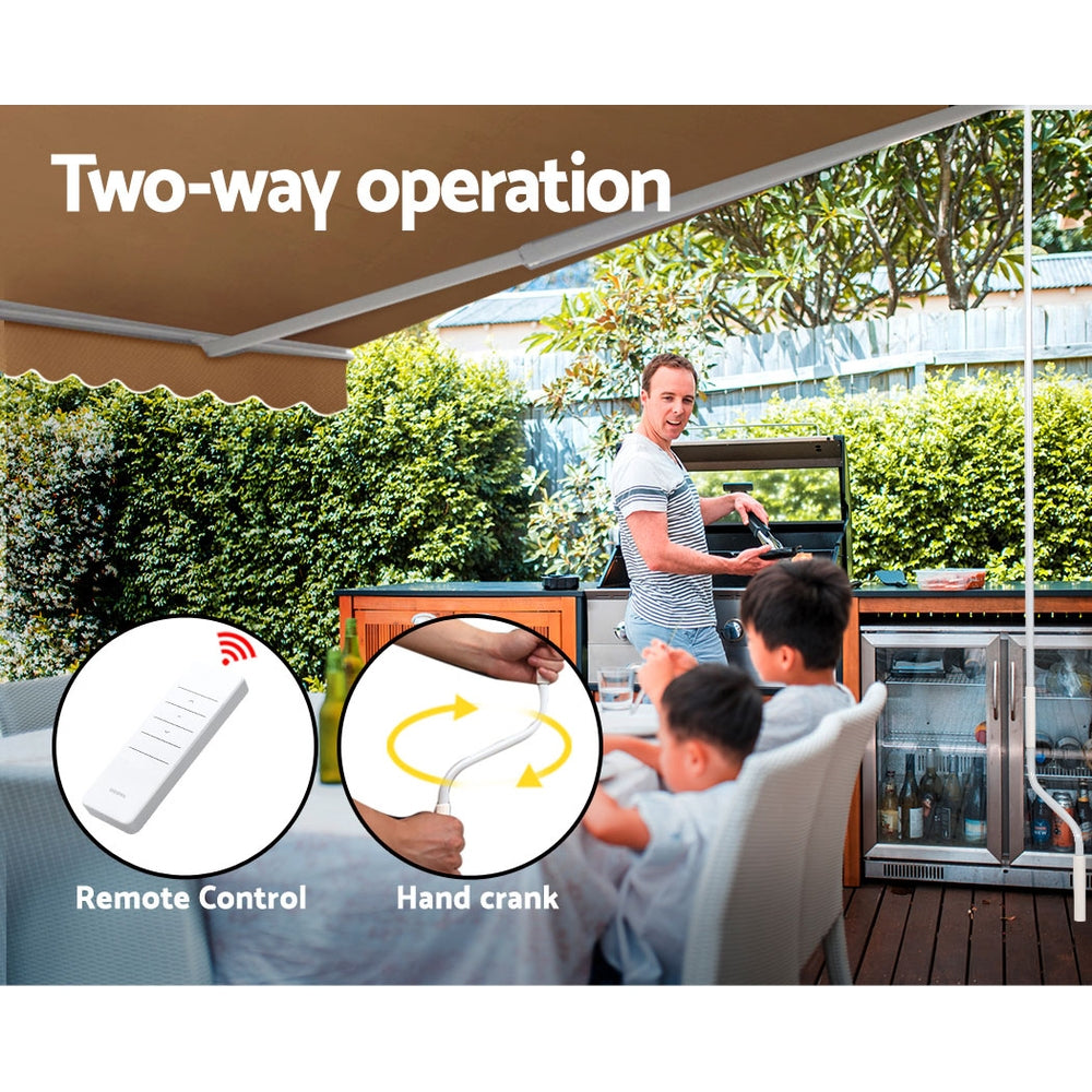 Instahut 4x3m Motorised Retractable Awning Sunshade Beige