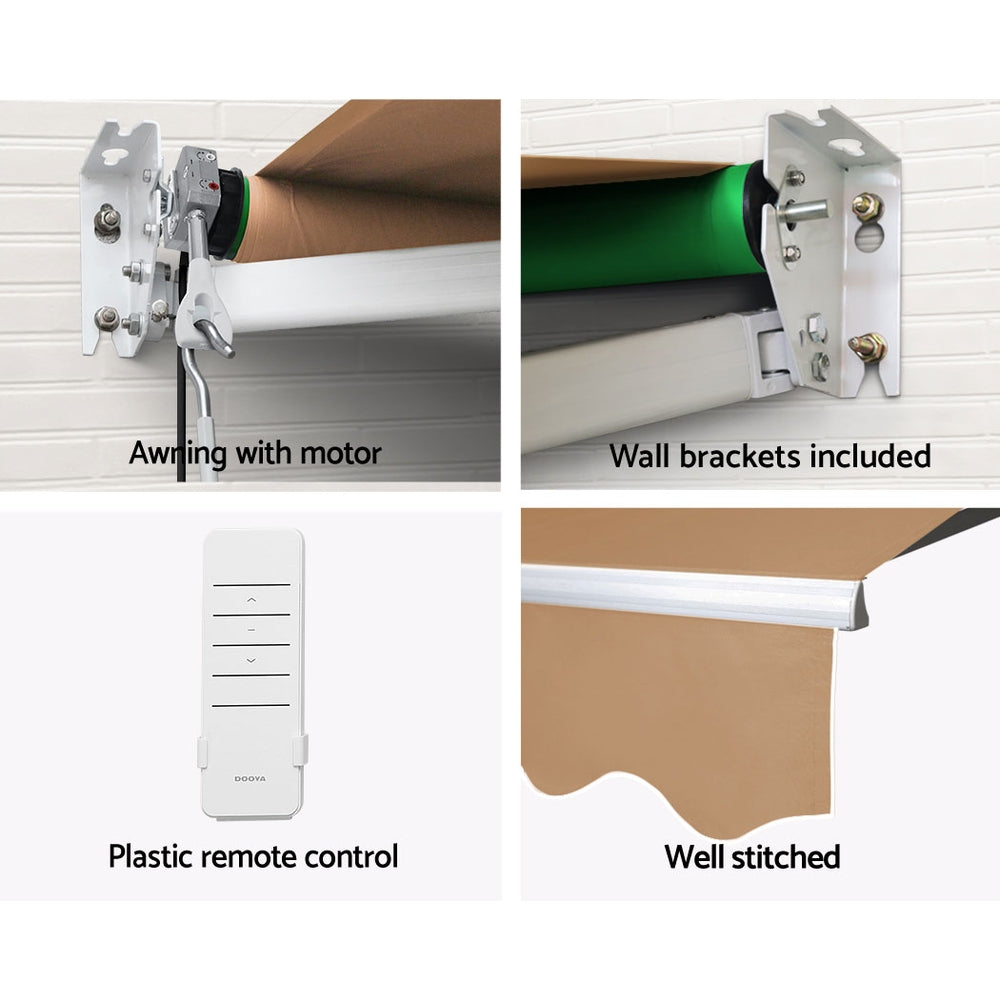 Instahut 4x3m Motorised Retractable Awning Sunshade Beige