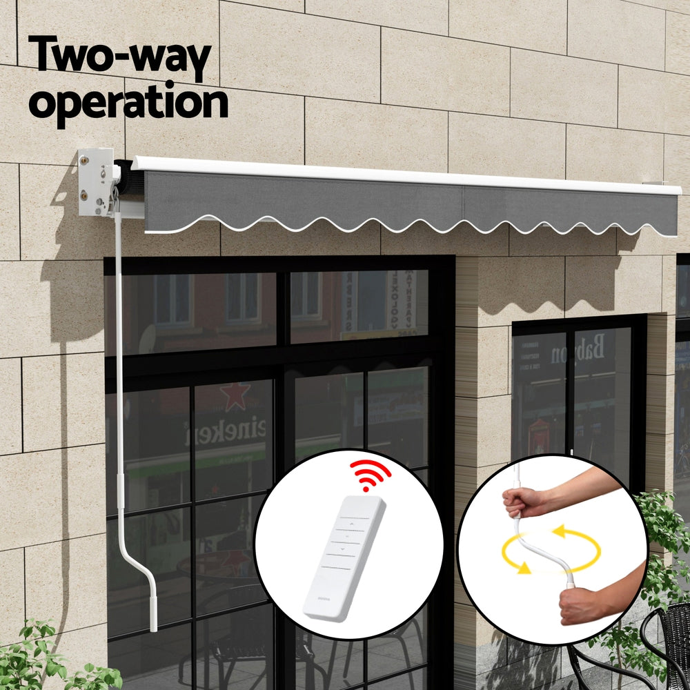Instahut 4x3m Motorised Retractable Folding Arm Awning Grey