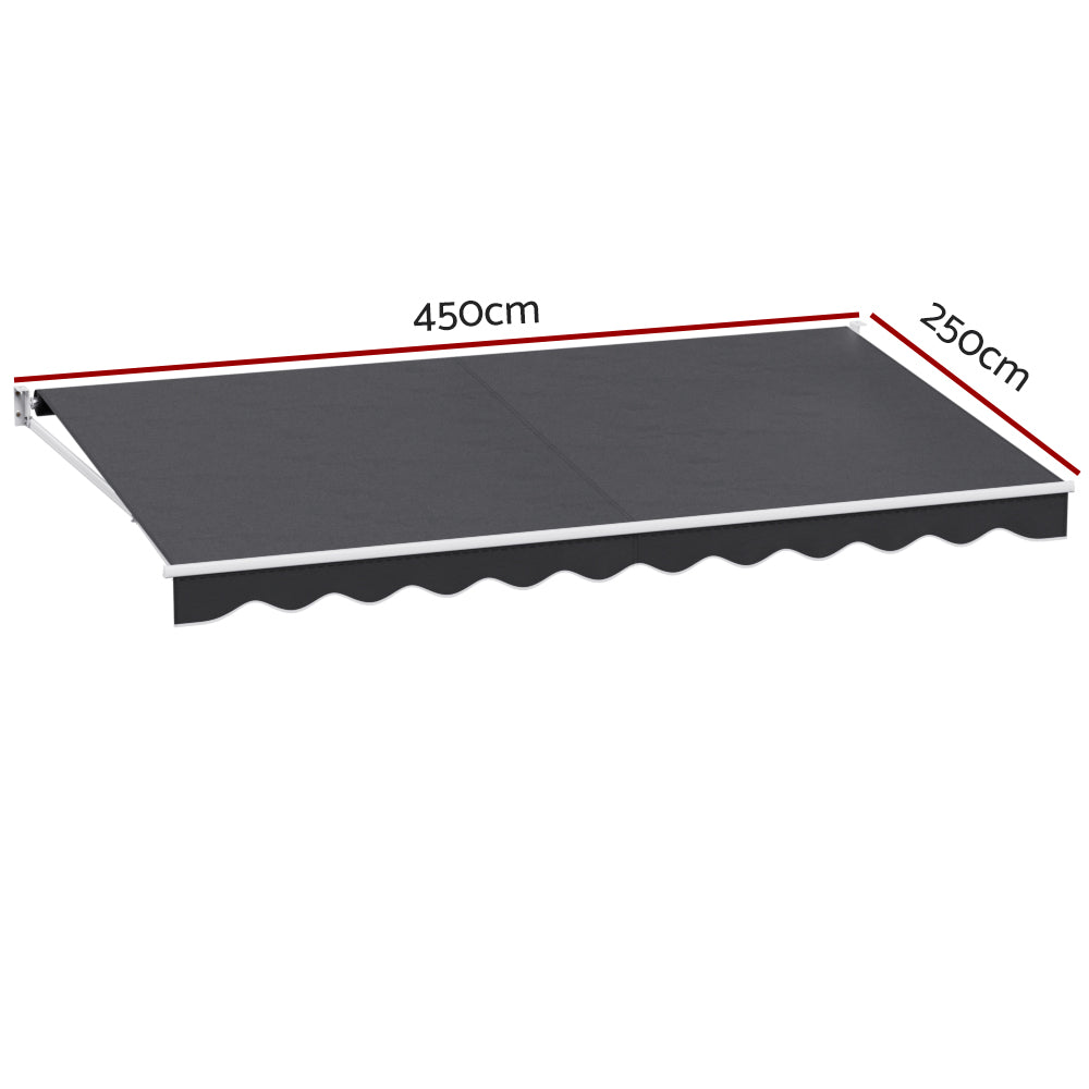 Instahut 4.5x2.5m Motorised Retractable Awning Grey