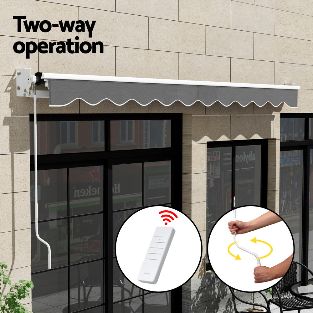 Instahut 4.5x2.5m Motorised Retractable Awning Grey