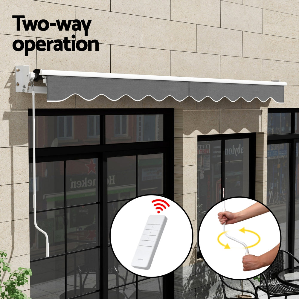 Instahut 4.5x3m Motorised Retractable Awning Grey