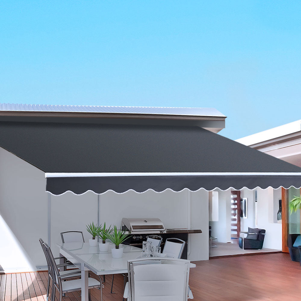 Instahut Motorised Folding Arm Awning 5m x 3m Grey