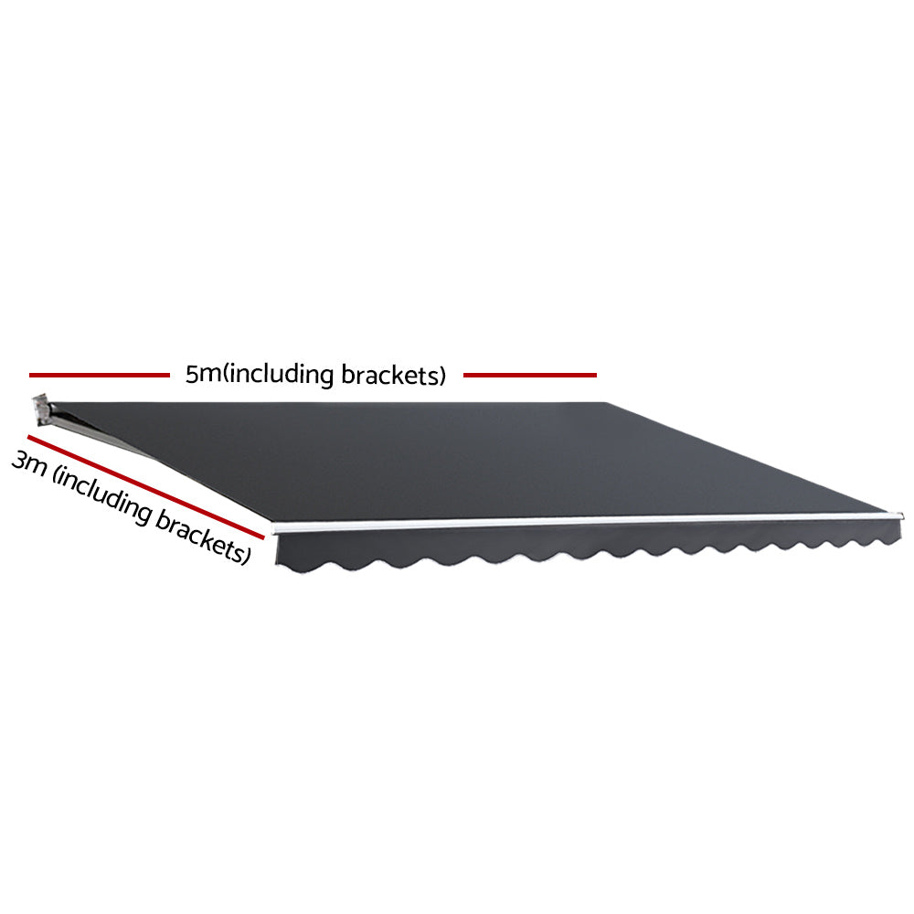 Instahut 5x3m Motorised Retractable Awning Grey